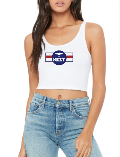 PLANE Sexy Fitted Poly-Cotton Crop Top (White)
